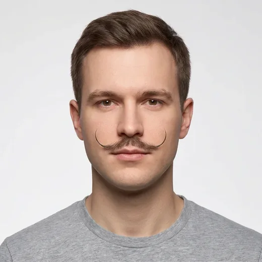 The same man wearing a dali beard, generated by the AI beard try-on