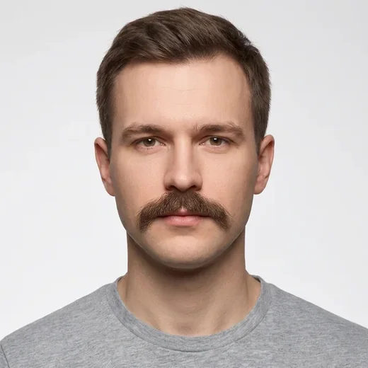 The same man wearing a lampshade beard, generated by the AI beard try-on