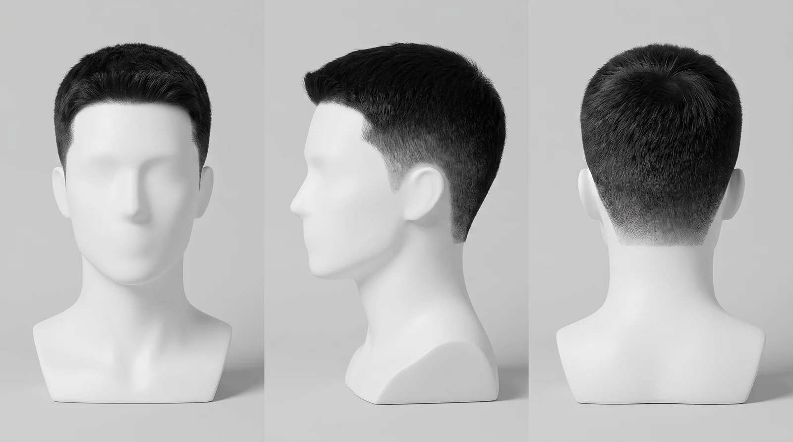 Short Taper Fade shown from the front, side and back